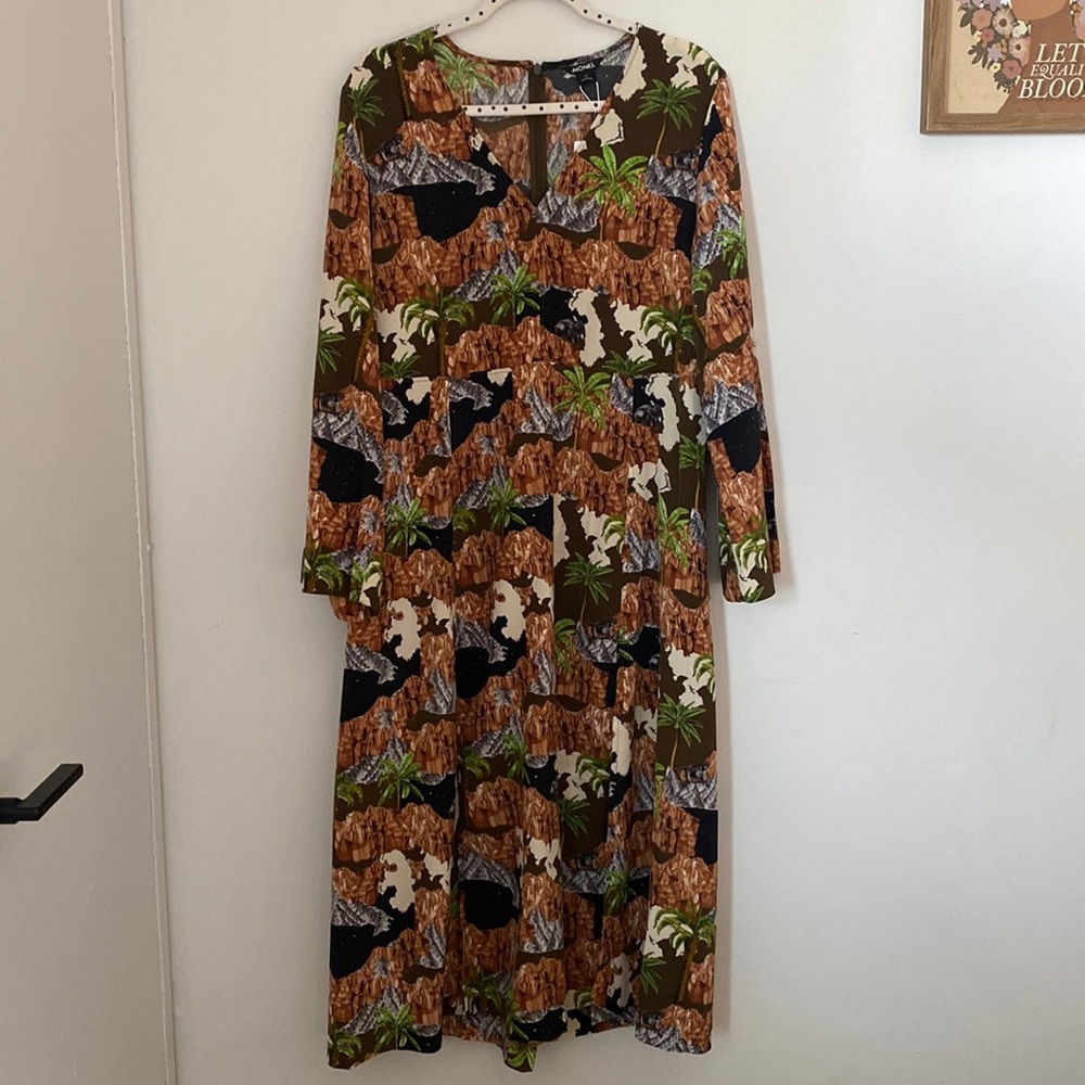 MONKI maxi dress with double splits on legs.